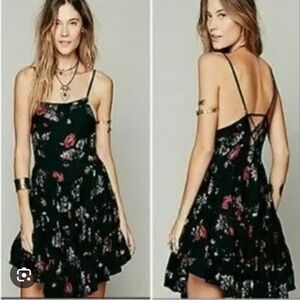 Free People Black Floral Mini Dress